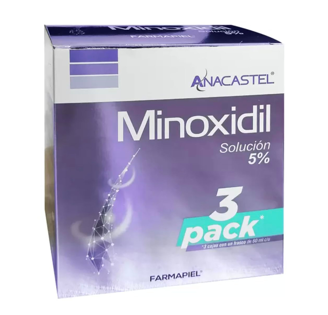 Solución 5% Anacastel, Tratamiento Capilar Anticaída Cabello, Barba y Bigote