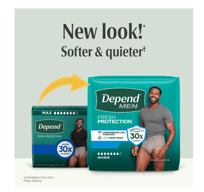 Depend Fresh Protection Incontinence Underwear for Men, Adult Diapers, XL, 68 Ct