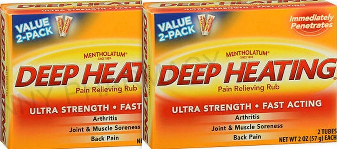 Mentholatum Deep Heating Pain Rub 2oz TWIN PACK ( 2 boxes ) 4 tubes total —