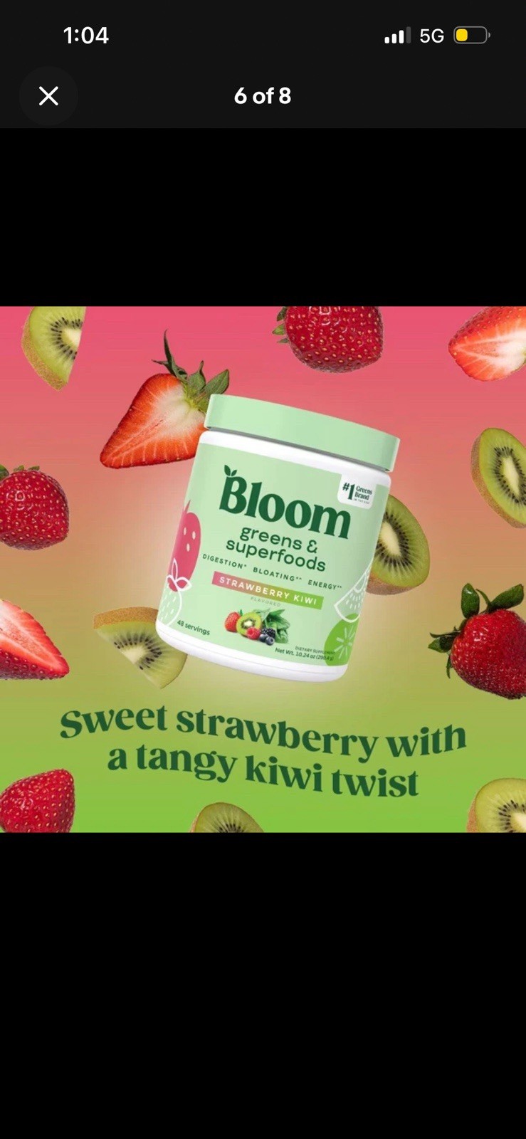 2PK Bloom Nutrition Greens & Superfoods Powder 10.24 Oz EA Strawberry Kiwi 09/26