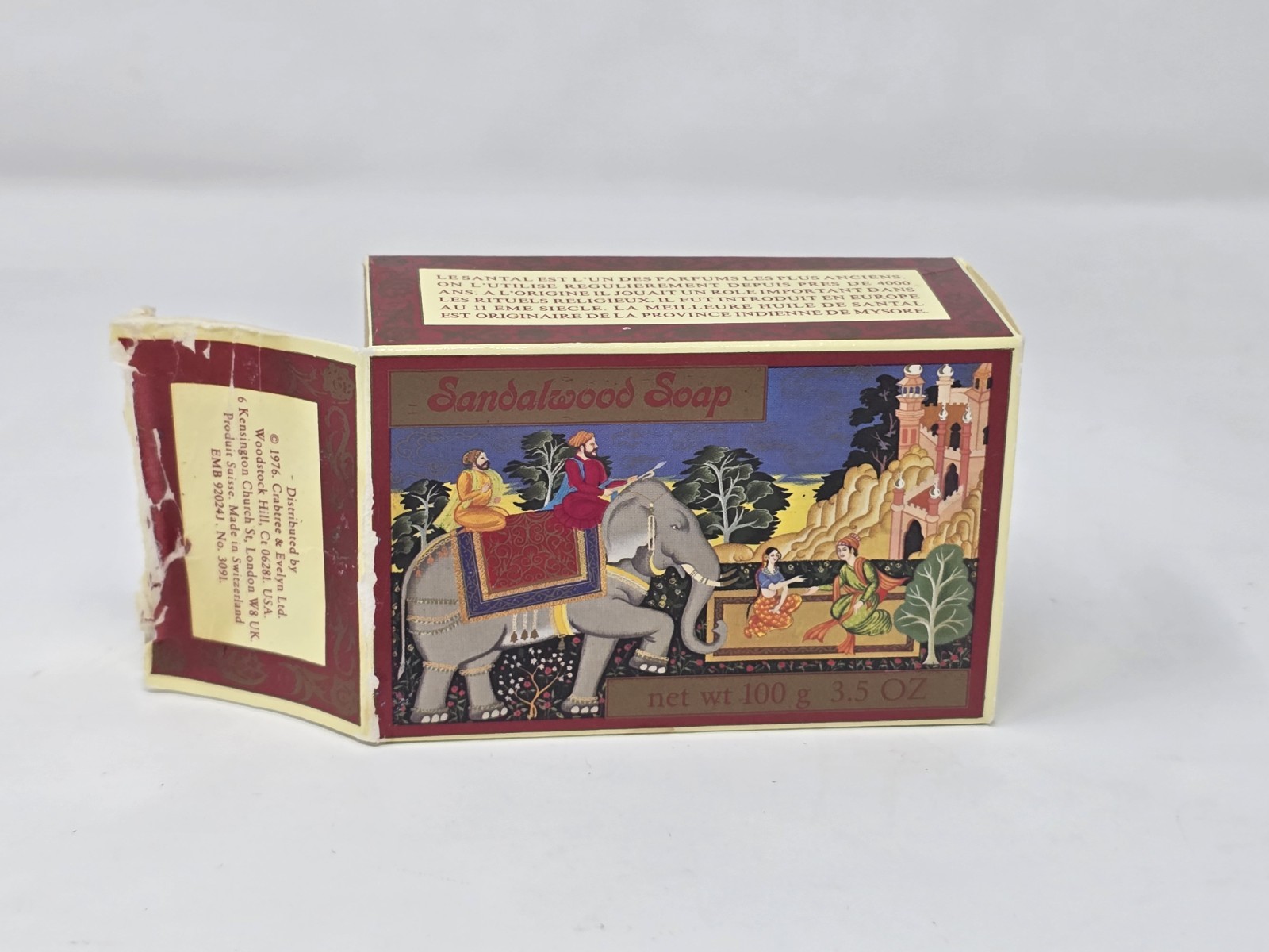 Vtg Crabtree & Evelyn Sandalwood Soap Bar Made In Switzerland 3.5 Oz