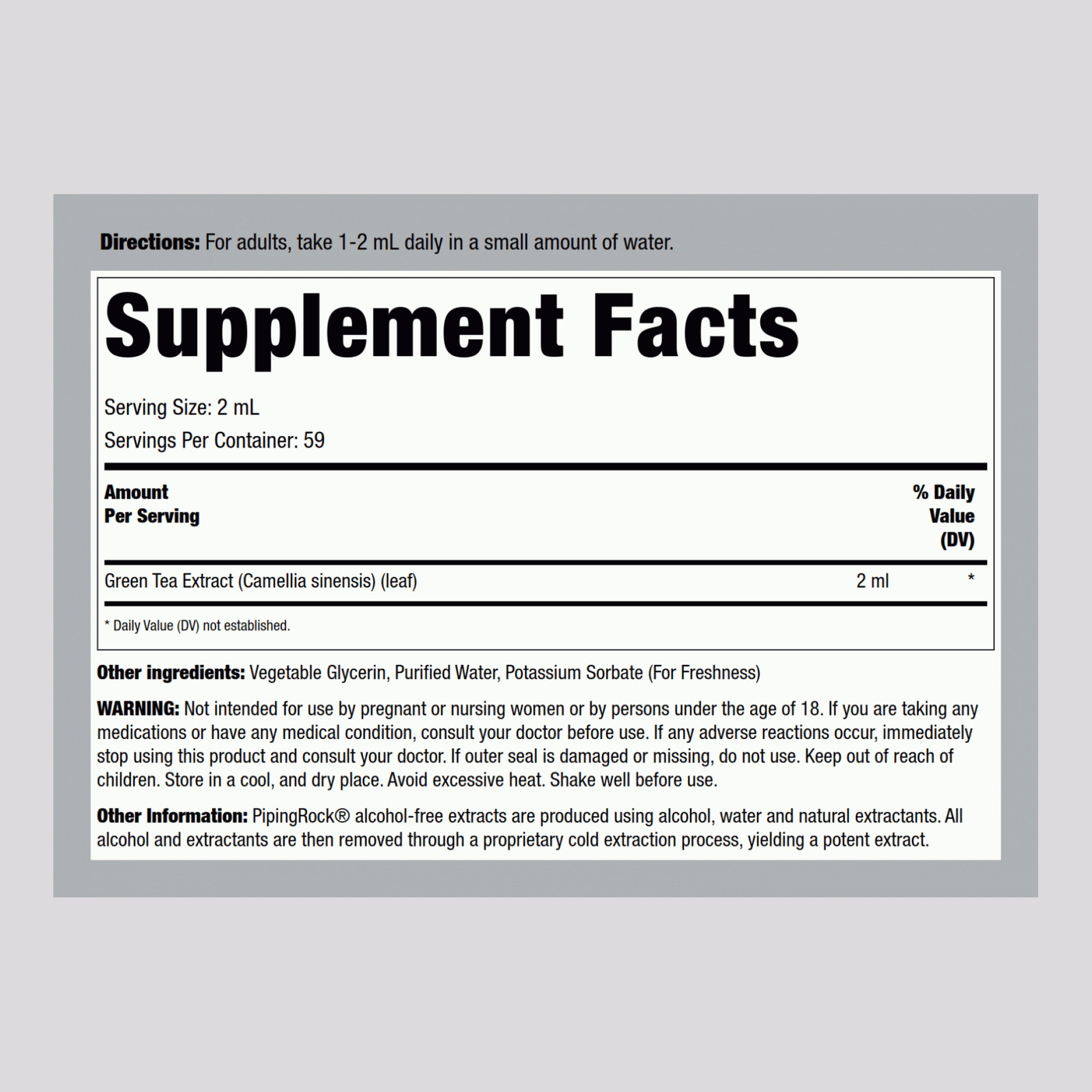 Green Tea Extract Liquid | 4 Fl Oz | Herbal Supplement | by Piping Rock