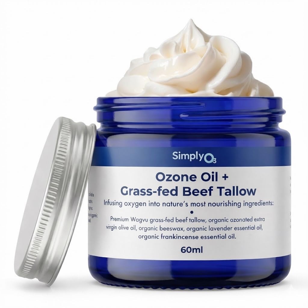 Simply O3 Beef Tallow For Face and Skin With Ozonated Oil, GrassFed Tallow Fo…