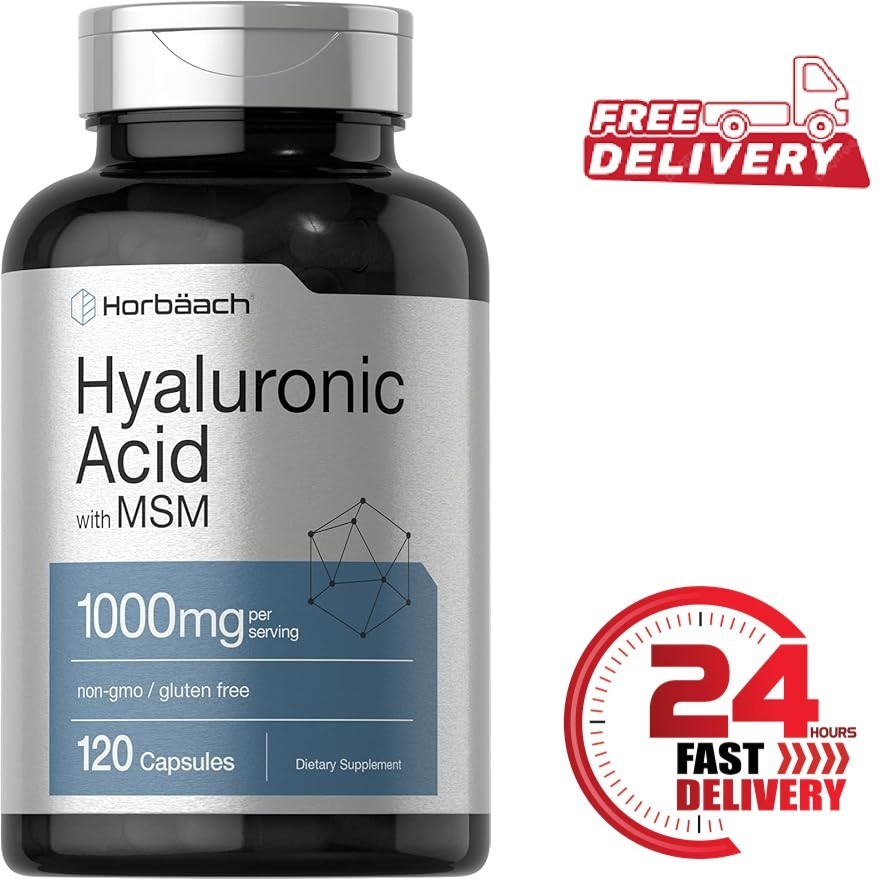 Hyaluronic Acid with MSM | 1000 mg | 120 Capsules | Non-GMO | by Horbaach