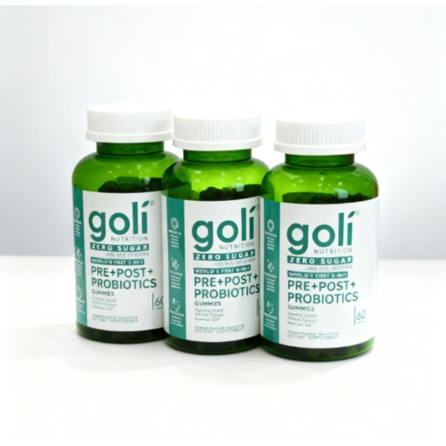 3 Pack Goli Zero Sugar 3-in-1 PRE+POST+Probiotics Gummies 60 Count++
