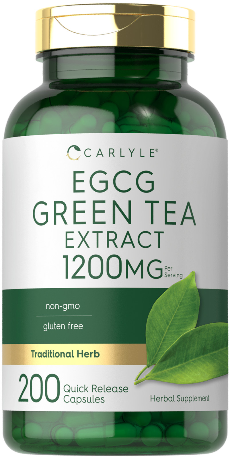 EGCG Green Tea Extract | 1200mg | 200 Capsules | Non-GMO | by Carlyle