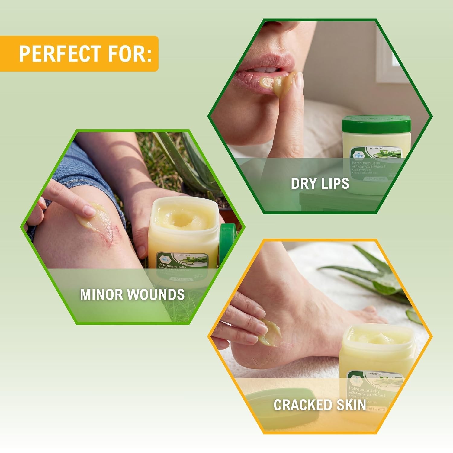 MED PRIDE Petroleum Jelly Aloe & Vitamin E Dry Skin Protectant Ointment 2-4ct