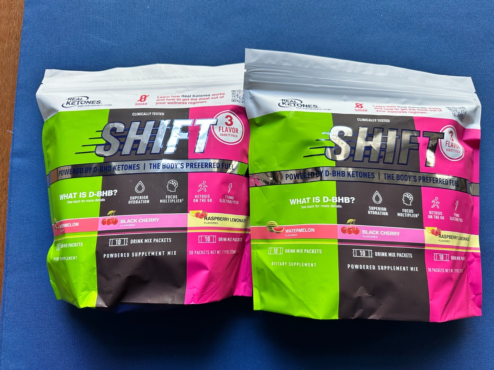 2 x Real Ketones SHIFT Variety Pack, 3 Flavors, 60 Days Supply Packets, Exp 28