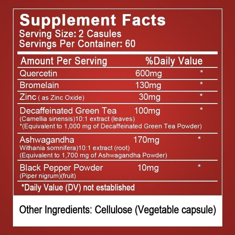 Quercetin 1000mg With Bromelain – Natural Immune supplement, 240 Capsules