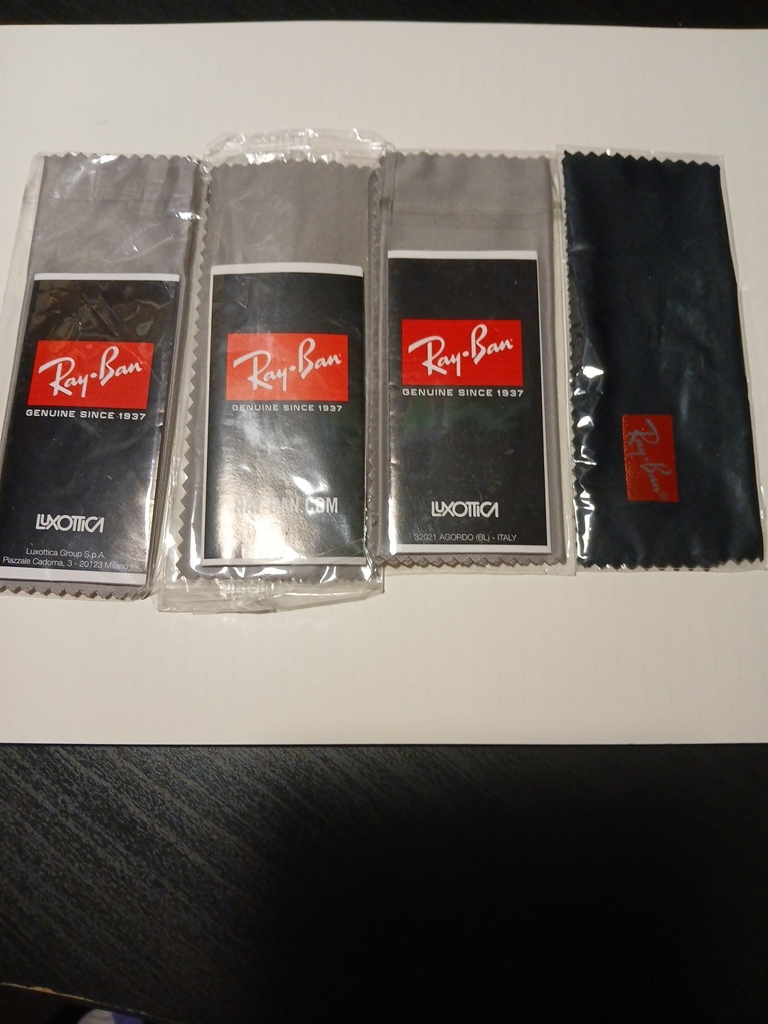 4 Ray Ban Sunglasses Eyeglass Microfiber Lens Cleaning Cloth – 3 White & 1 Black