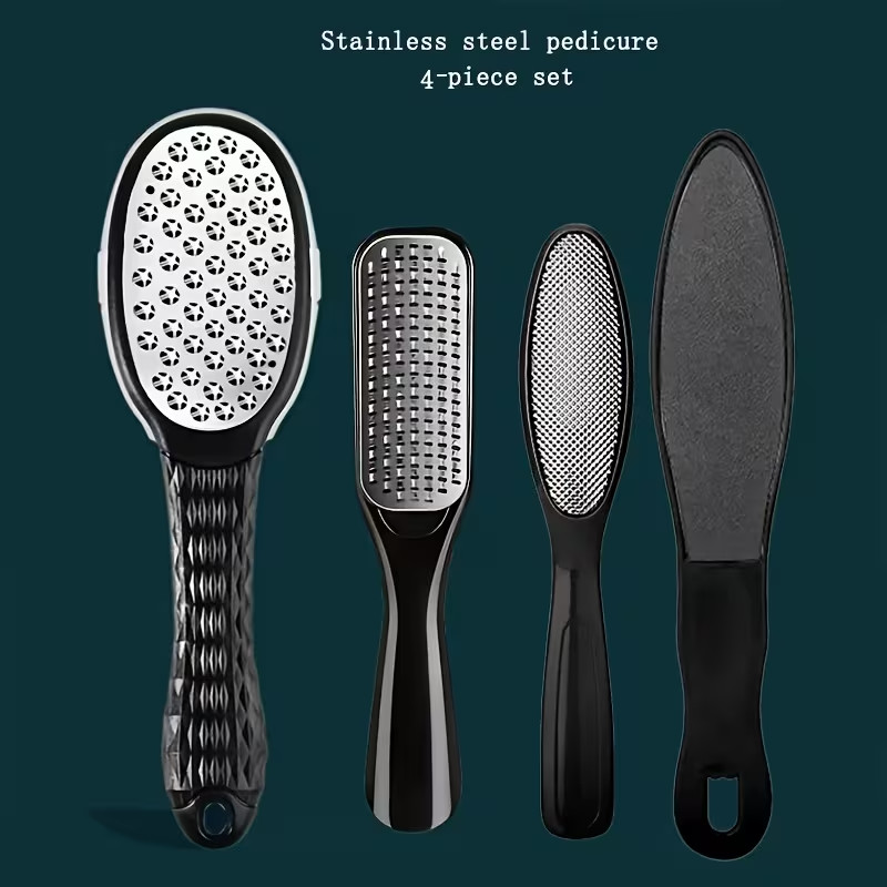 A Set of 4 Classic Black Professional Stainless Steel Foot Files