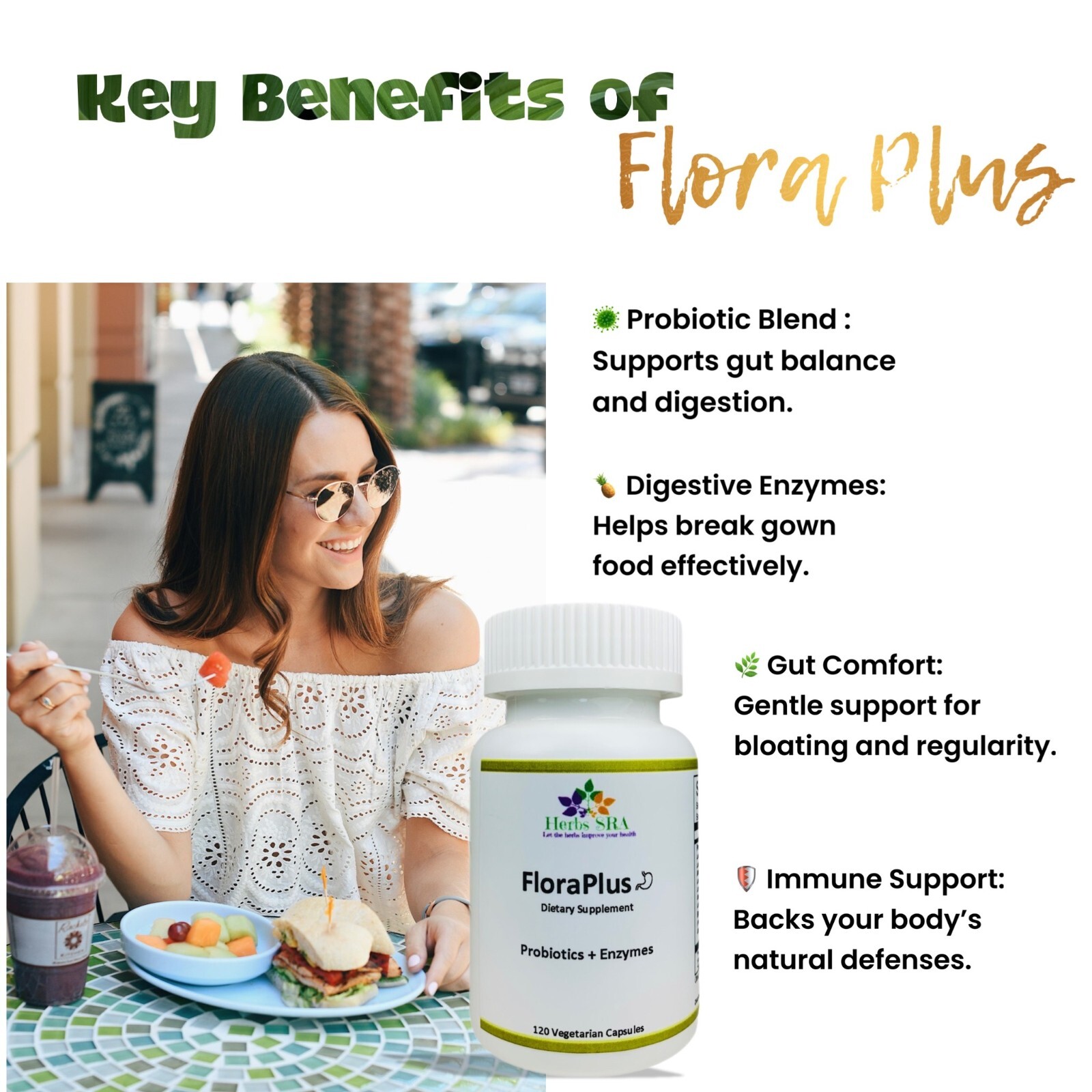Probiotics and Enzymes Blend for better result, Healthy Intestinal Flora.