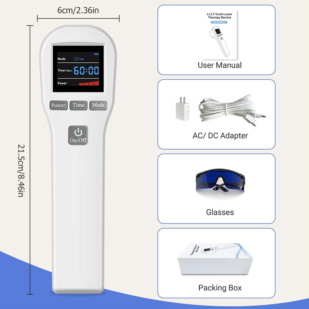 880mW Cold Laser LLLT 650nm 808nm Handheld for Wound Care Back Knee Pain Relief