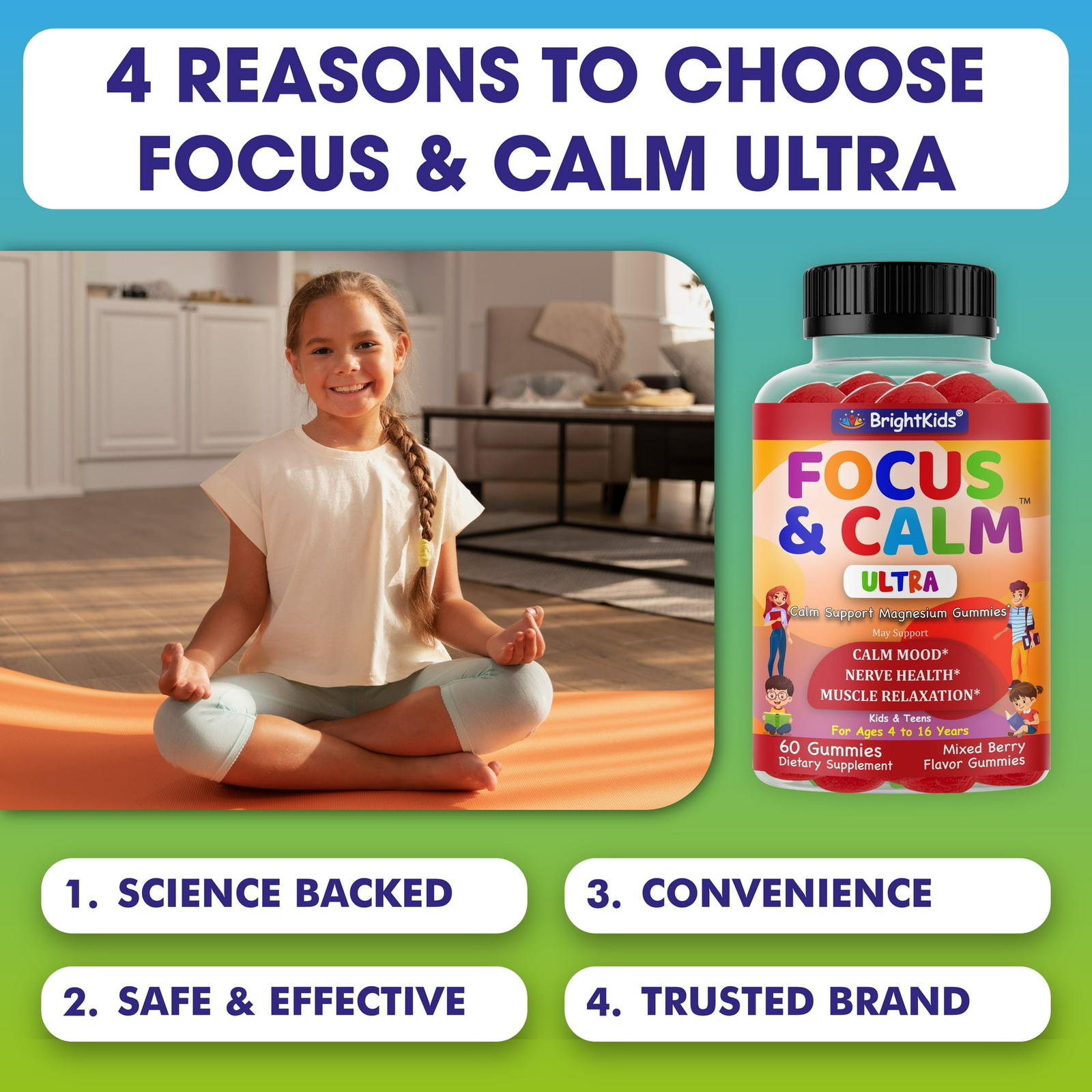 Kids Magnesium Calm Gummies for Nerve Bone and Muscle Health for Kids Wellness