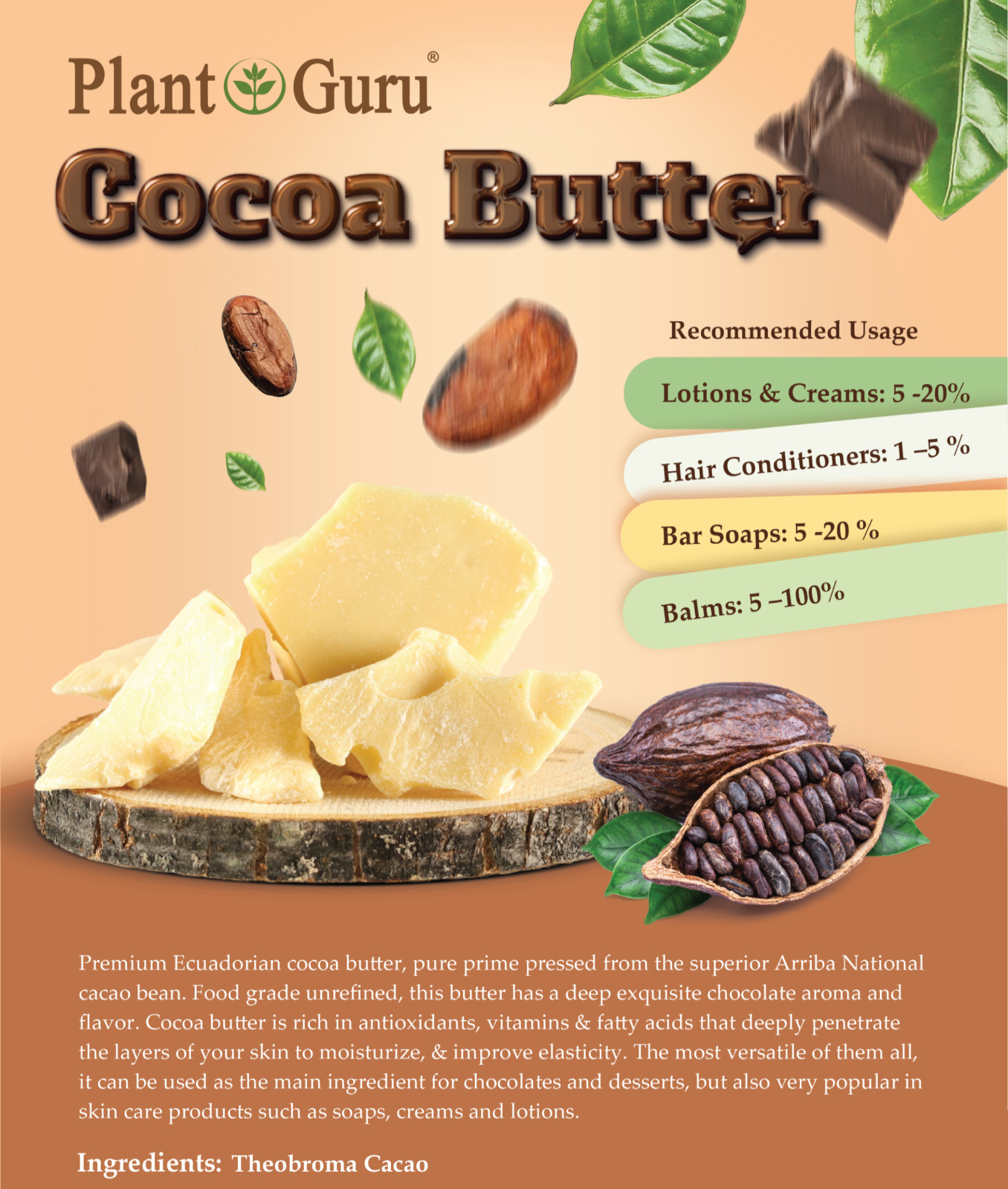 8 oz. Butters 100% Pure Raw Unrefined Natural Organic Bulk Skin Face Body Hair