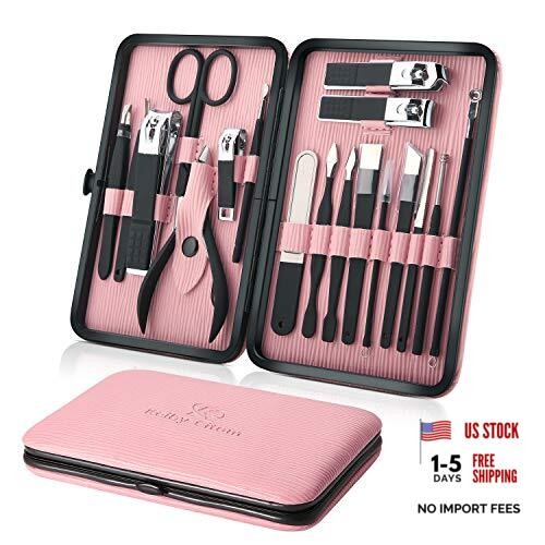 Manicure Set Professional Nail Clippers Kit Pedicure Care Tools- Stainless Pink