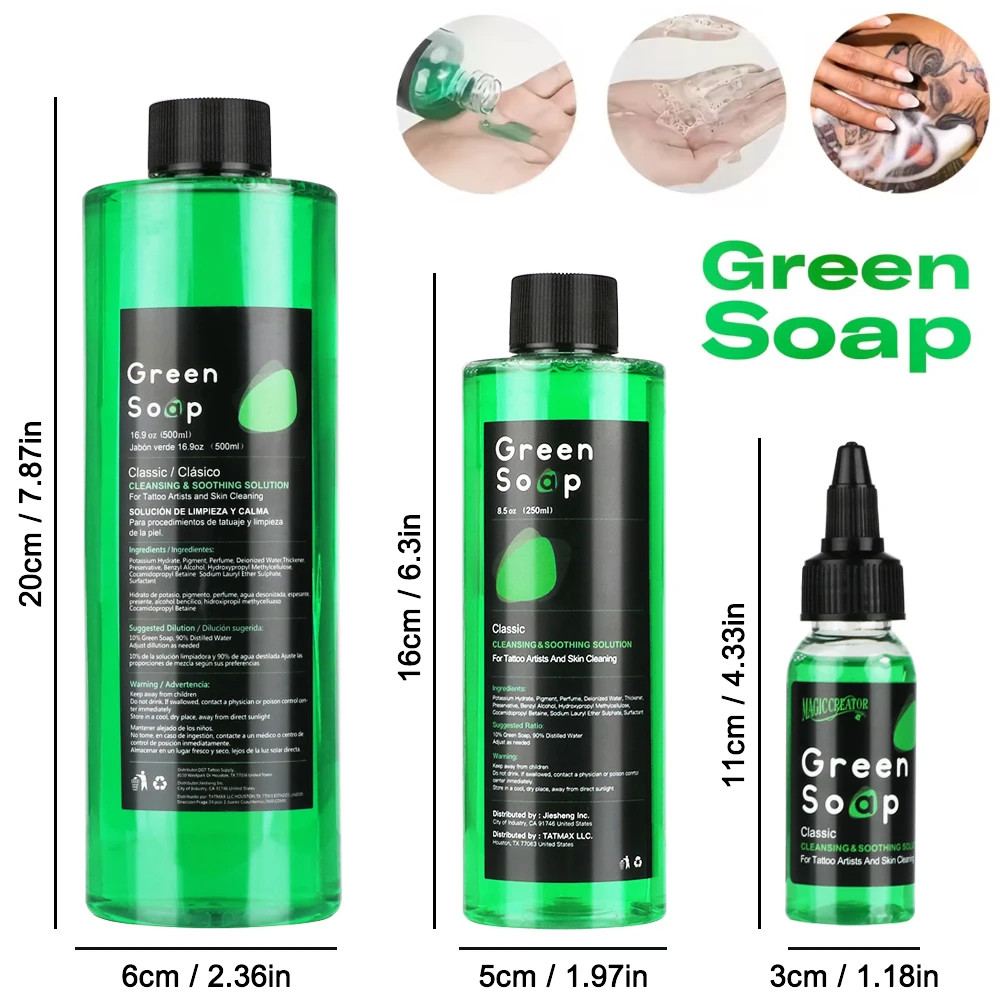 Ultra Concentrated Tattoo Green Soap Cleaning Kit with 150ml Foaming Bottle