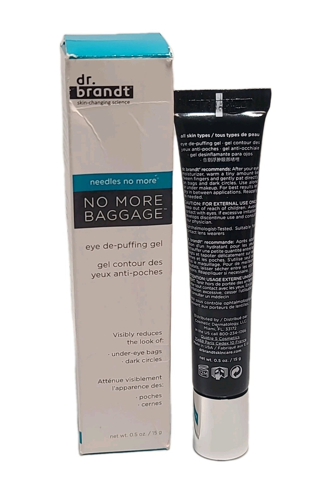 ( 1 ) Dr. Brandt 0.5 oz / 15 mL NO MORE BAGGAGE Eye De-Puffing Skincare Gel