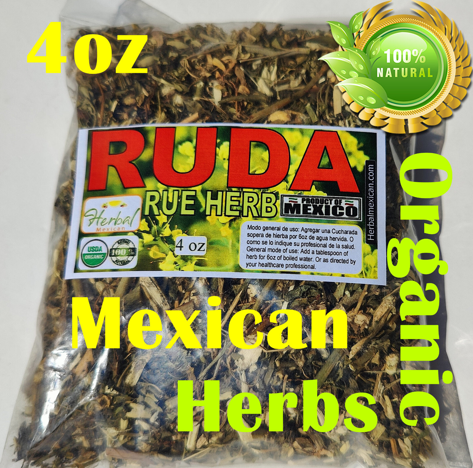 4oz Ruda,Rue,Organic Rue herb, Common Rue, Ruta Graveolens, Herb of Grace 113g