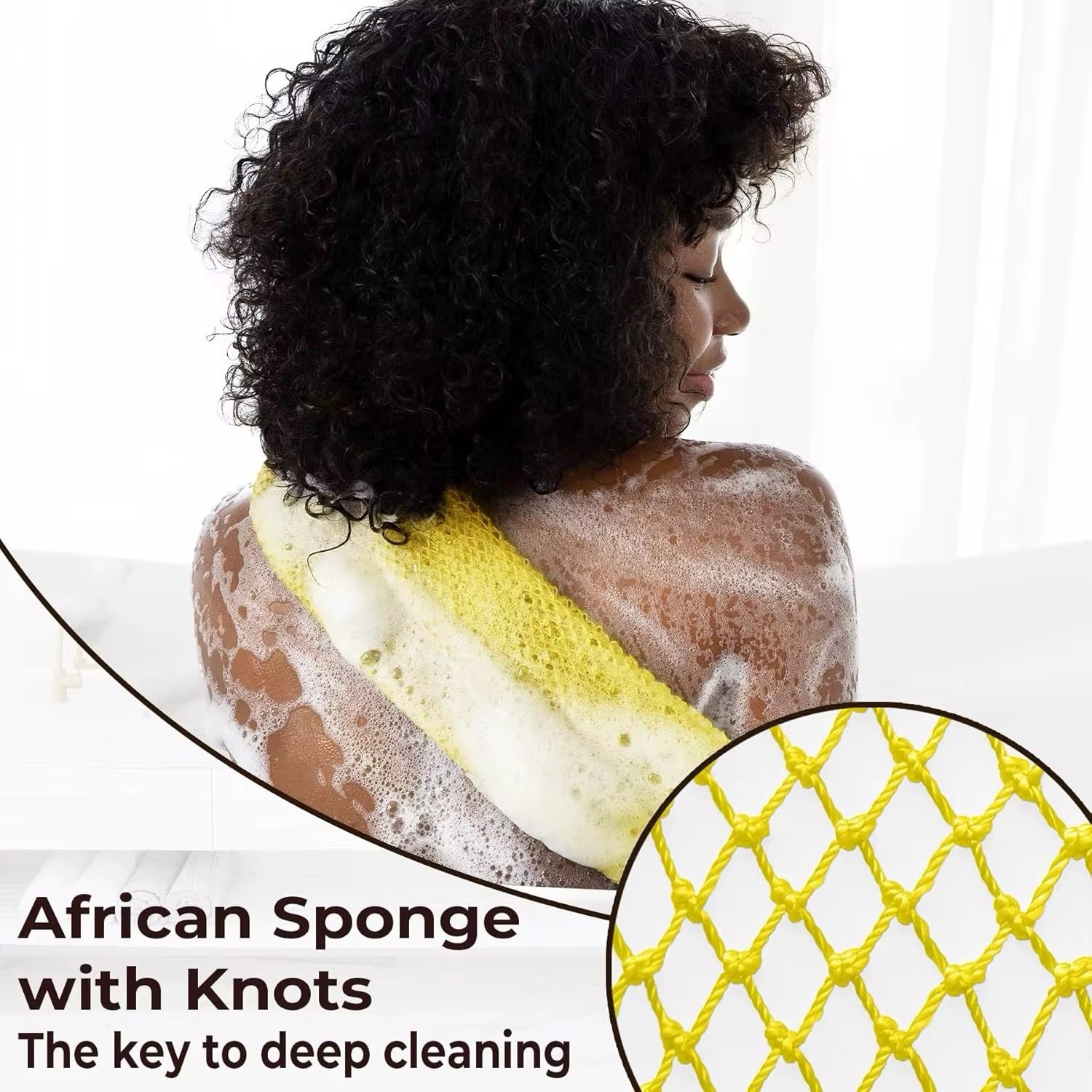 African Net Shower Back Scrubber Exfoliating Nylon Green 43 in