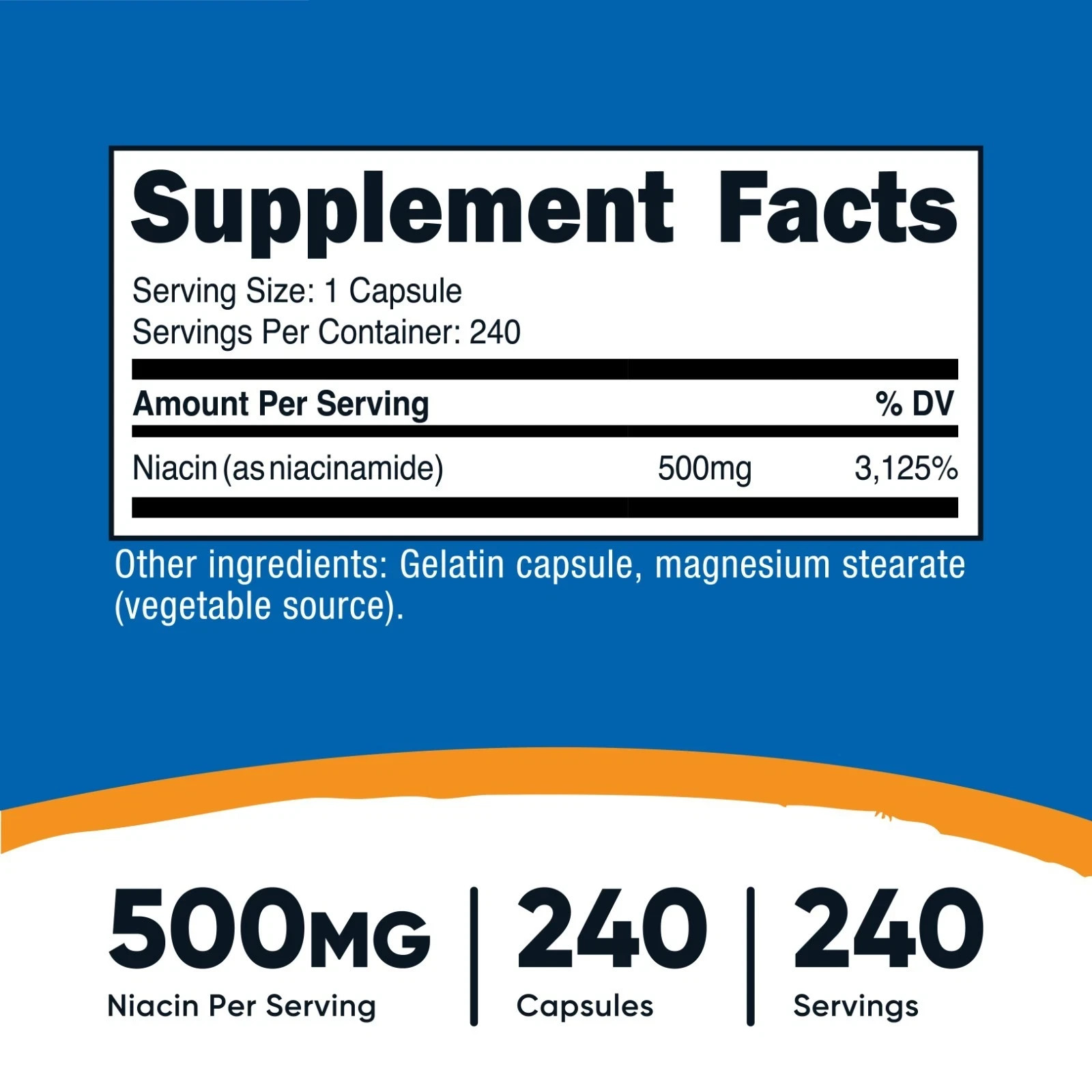 Nutricost Niacinamide (Vitamin B3) 500mg, 240 Capsules – Flush Free, Gluten Free