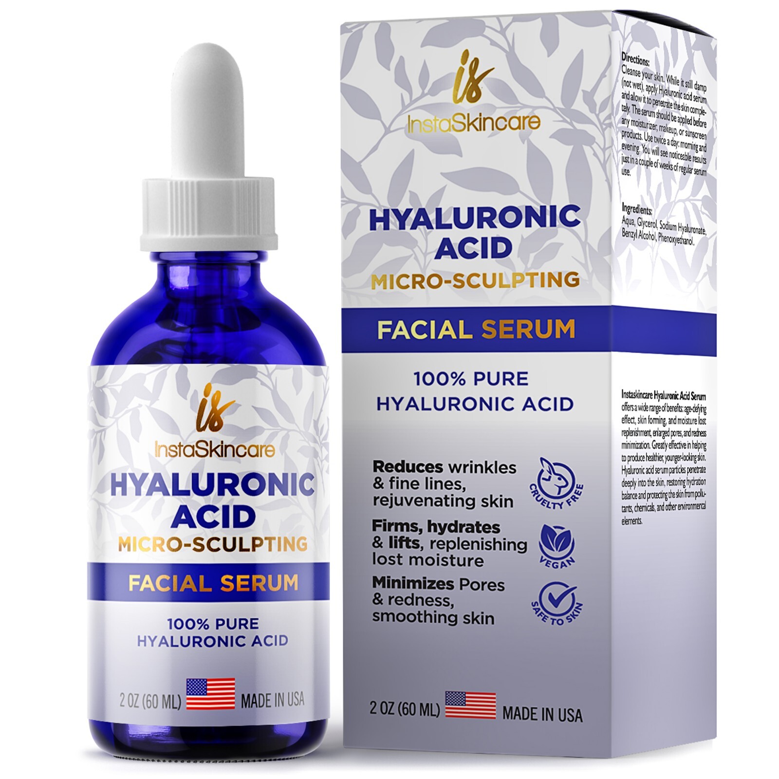 Hyaluronic Acid Anti-aging Serum for Face – 100% Pure Medical Formula – 2 oz