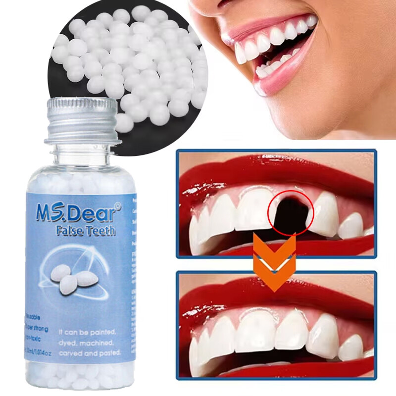 2PCS Tooth Repair Beads Granules,Temporary Moldable Dental Pellets, False Teeth