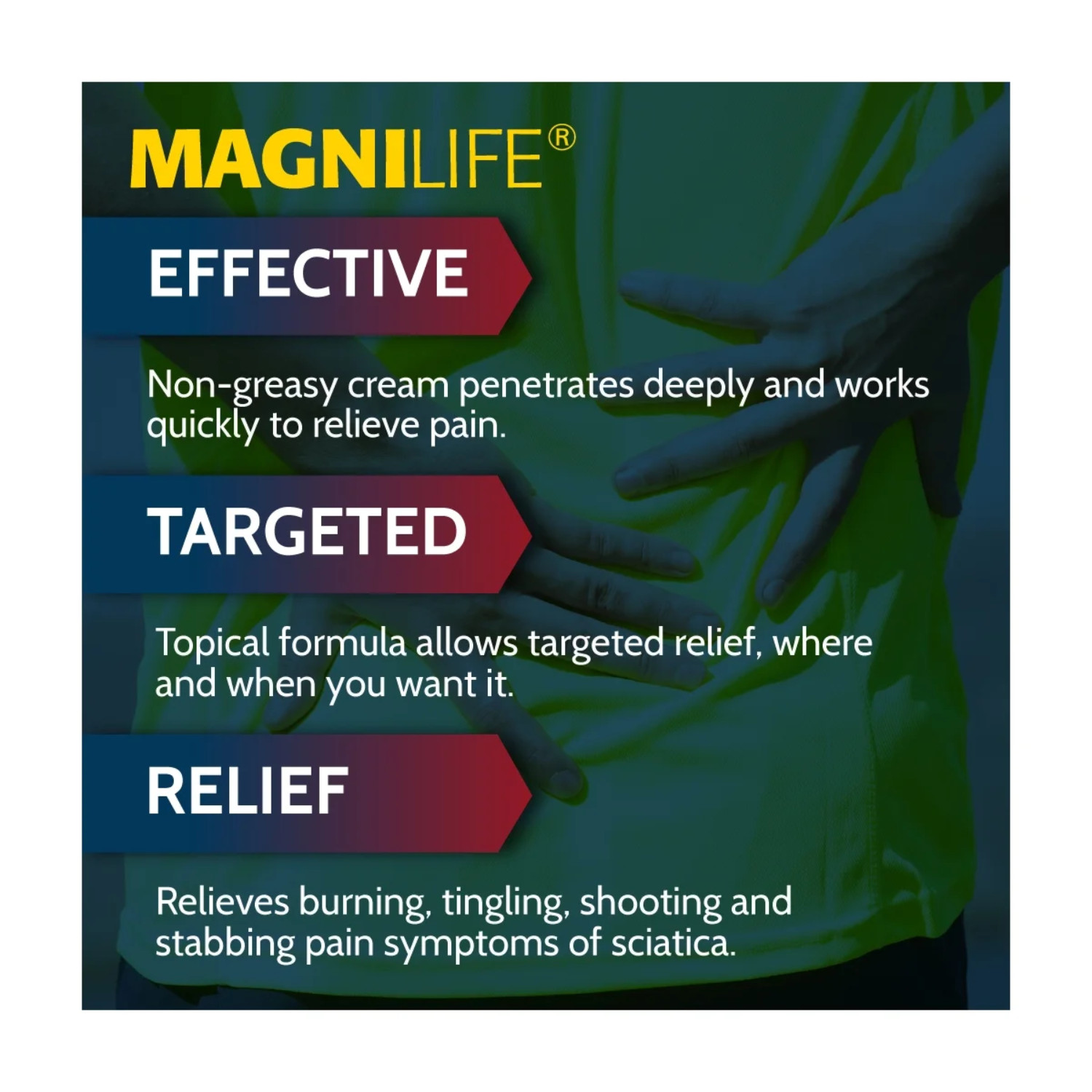 3 Pack MagniLife Pain Relief Cream 4oz Leg Back Sciatica Fast Acting Non Greasy