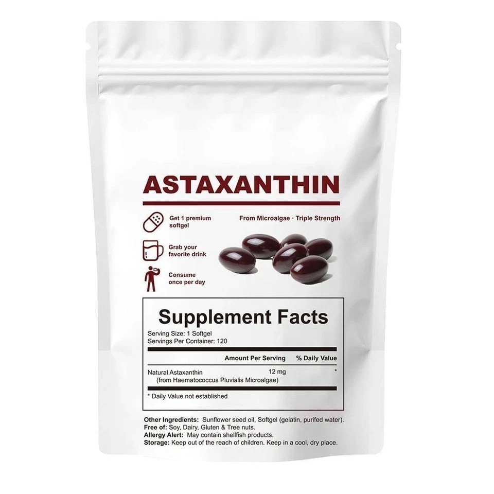 12mg Astaxanthin Antioxidant Supplements Fresh Microalgae Eye Joint Skin Health