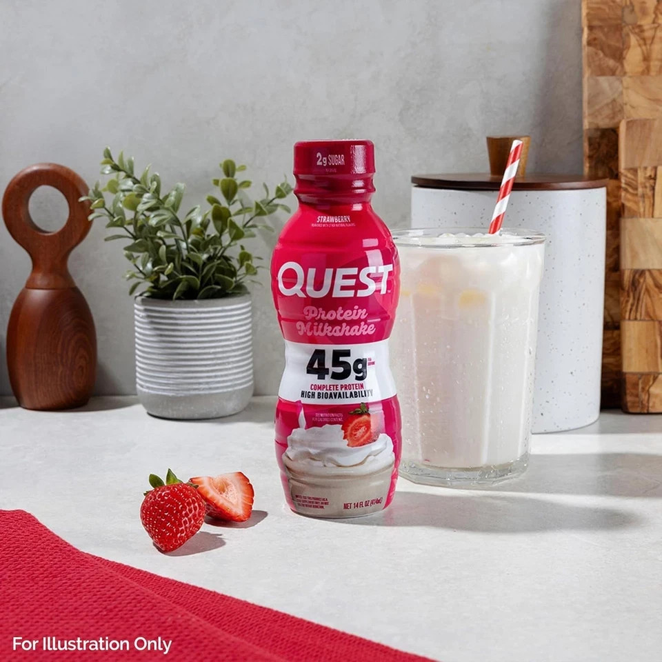 Quest Nutrition Strawberry Protein Shake, 45g Protein, 2g Sugar, 4g Net 12 Count