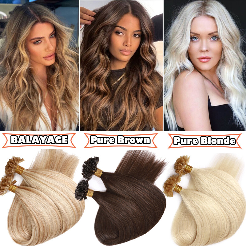 1g Hair Extensions Pre Bonded U Tip Nail Hair Keratin 100% Real Remy Human Hair