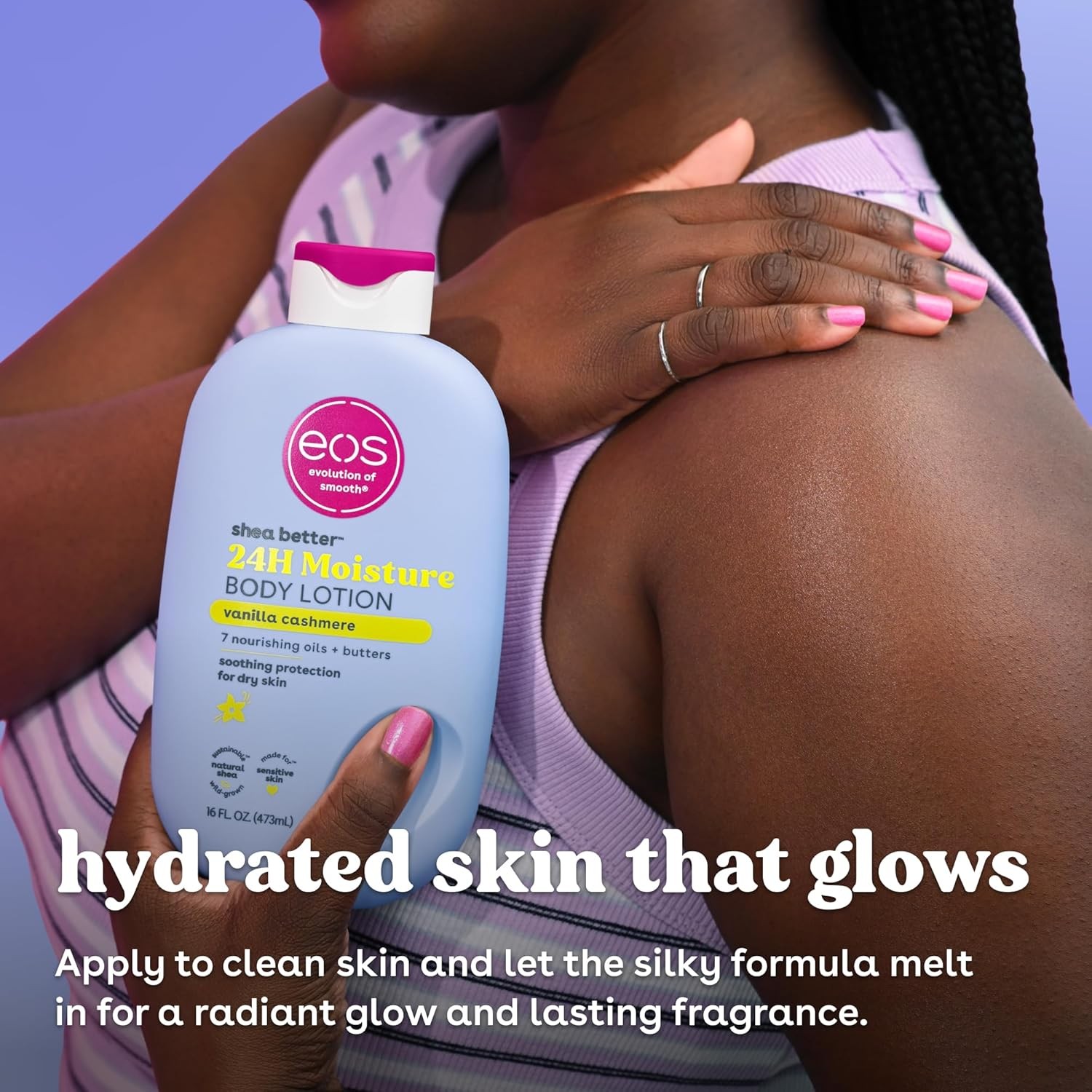 Eos Shea Better Body Lotion Vanilla Cashmere, 24-Hour Moisture Skin Care, Lightw