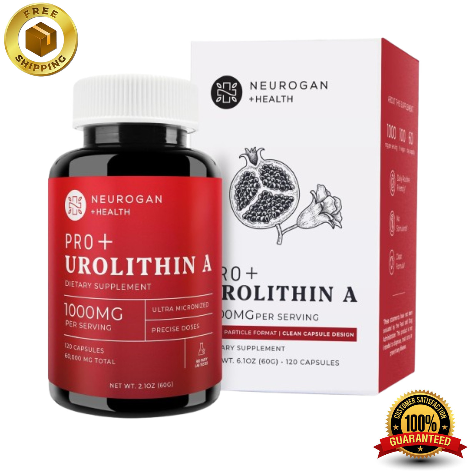 Neurogan Urolithin A PRO Capsules – 1000mg, 120 Ct – Advanced Cellular Health