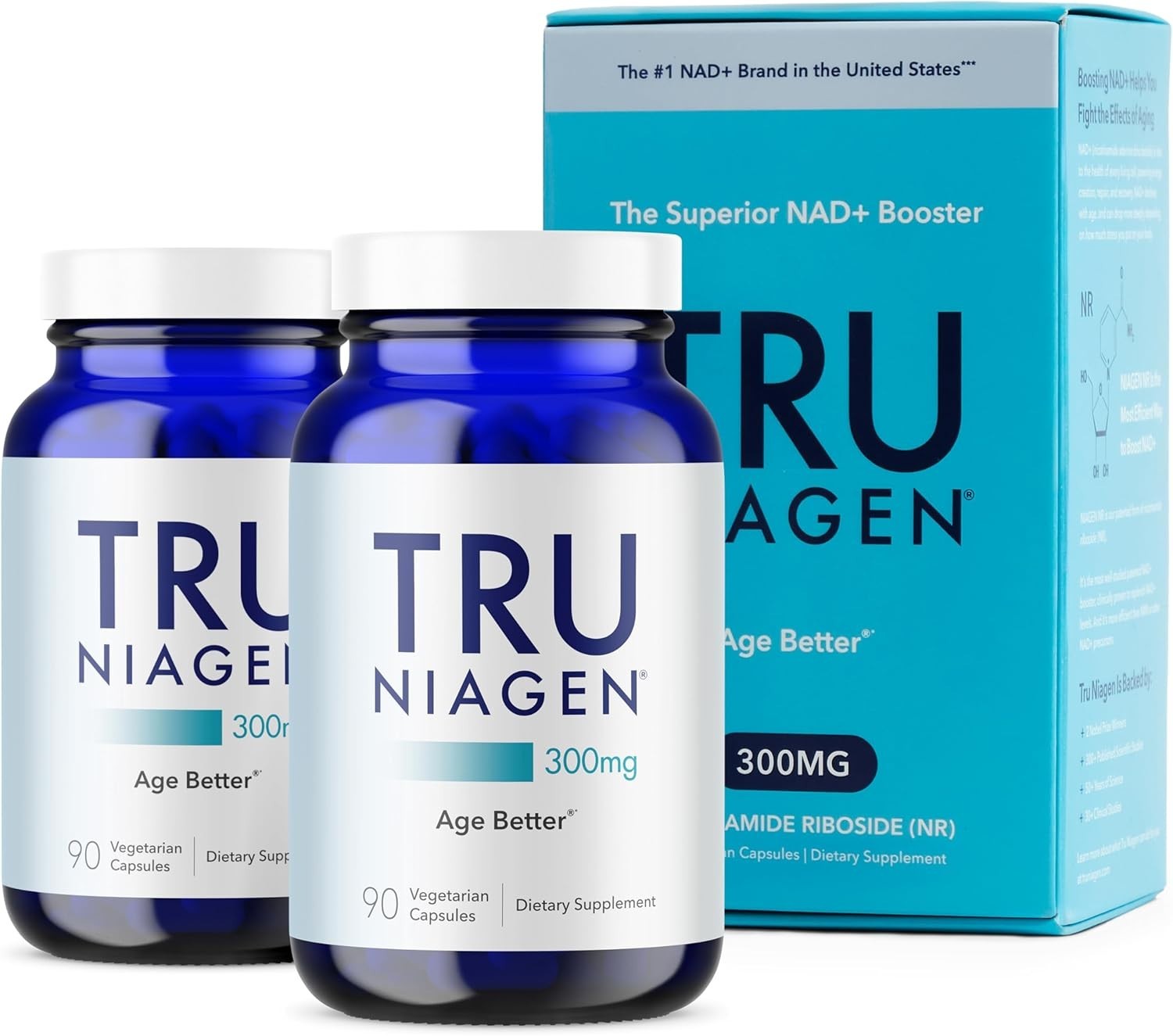 TRU NIAGEN Niagen 300mg – NAD Booster, 2-Pack (90 Servings Each)