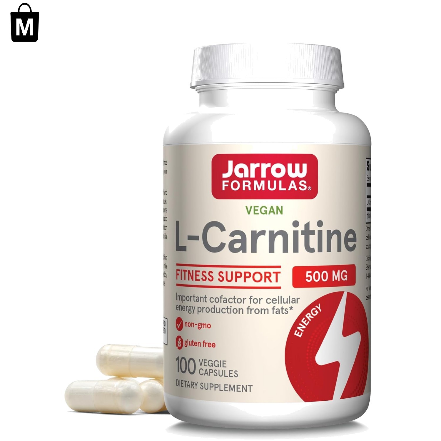 L-Carnitine 500 mg – 100 Capsules for Energy Support & Fat Metabolism
