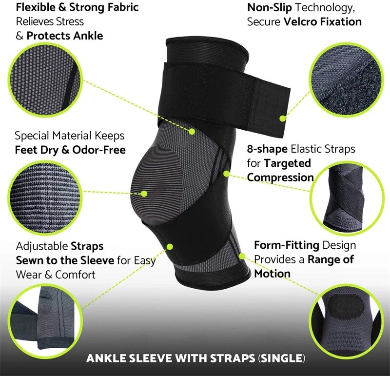 Ankle Brace Sprained Support Adjustable Foot Ankle Brace for Sports Injuries Gym