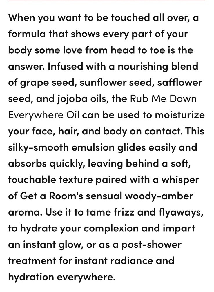Confessions Of A Rebel Rub Me Down Get A Room 3.45oz/ 98 g Body, Face & Hair Oil