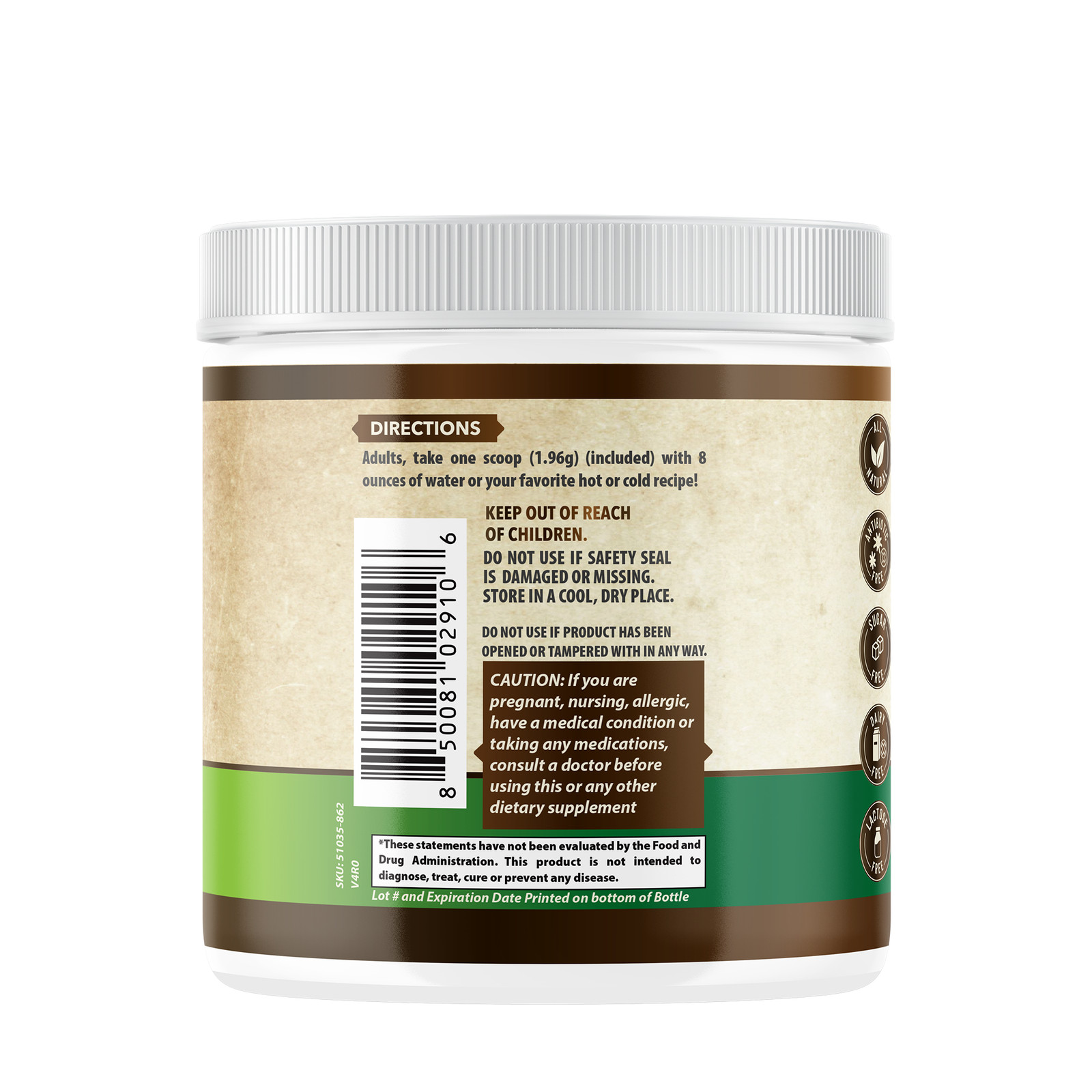 WHOLE WORLD WELLNESS Organic Mushroom Complex Powder Supplement. USA Made.