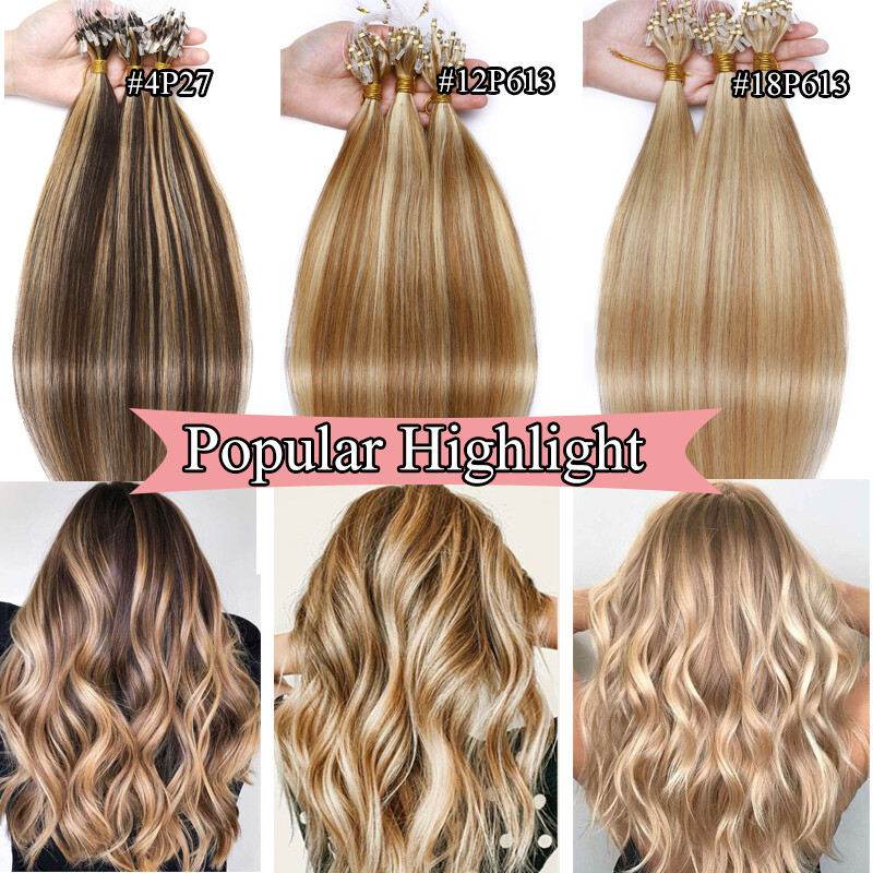 THICK 100% Remy Human Hair Extensions Micro Loop Ring Bead 16 18 20 22 inch ASP