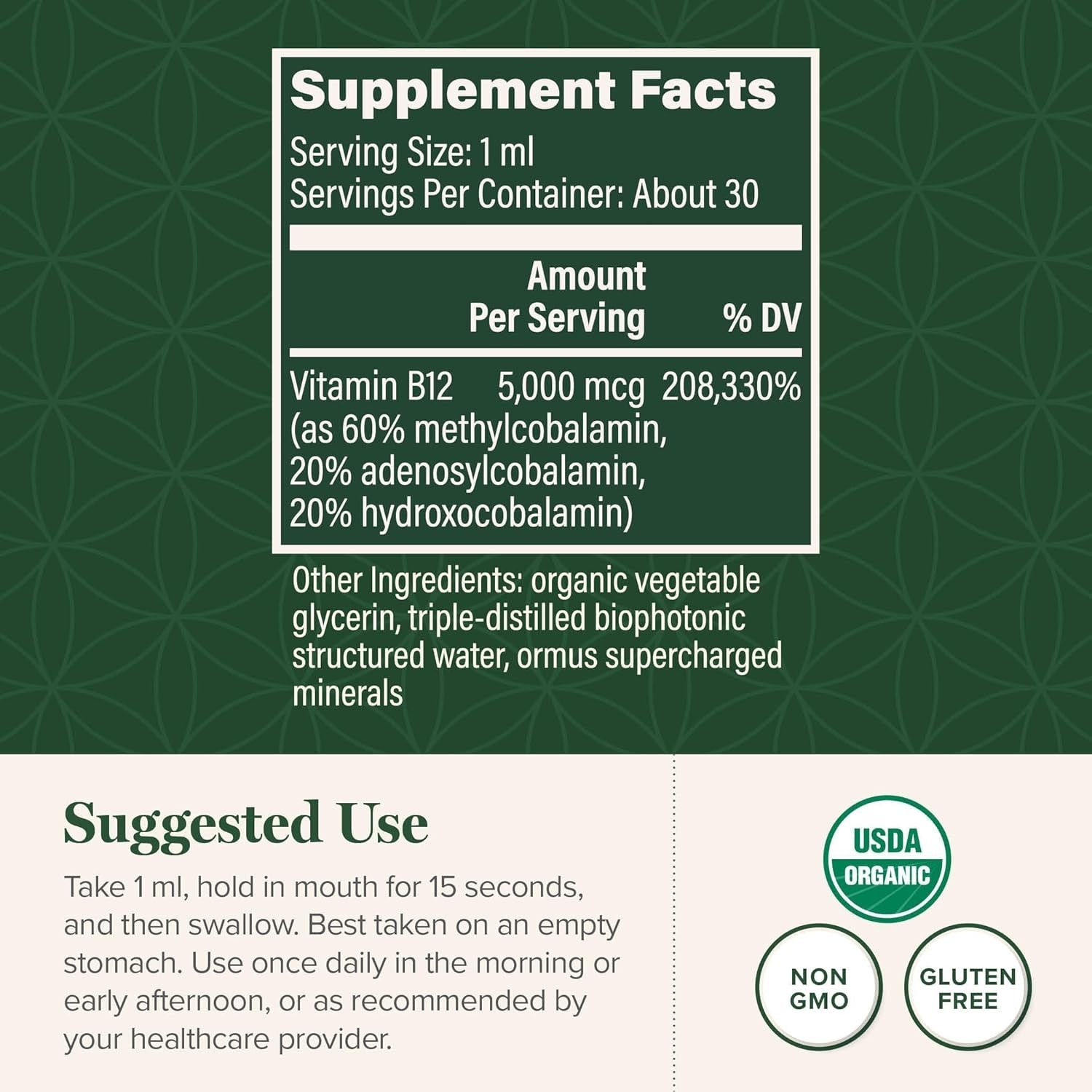 Vitamin B12 Sublingual Drops Methyl, Adenosyl & Hydroxo for Energy – 1 Fl Oz