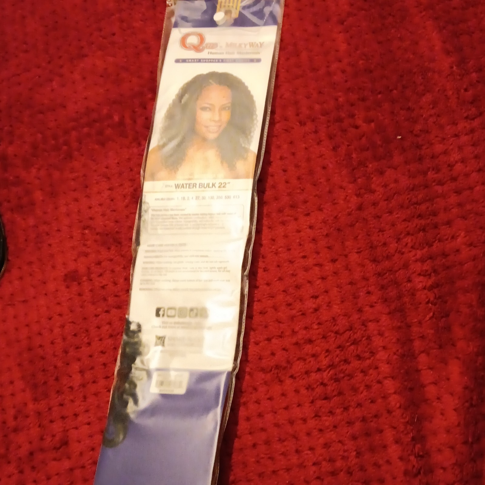 Que By MilkyWay Water Bulk 22in Human Hair Extensions Color 4 Dark BLack Curly