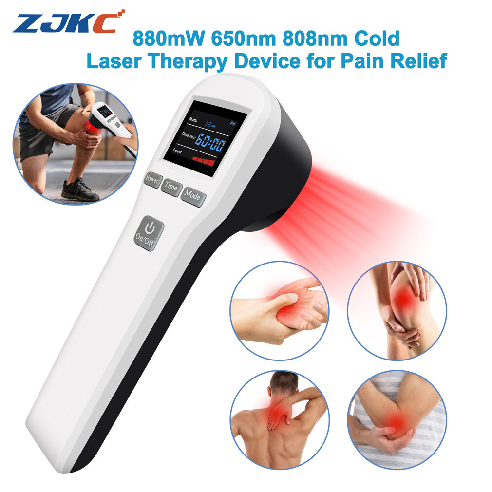 ZJKC 880mW Class 3b/4 Cold Laser Therapy for Knee Shoulder Back Pain 650nm 808nm