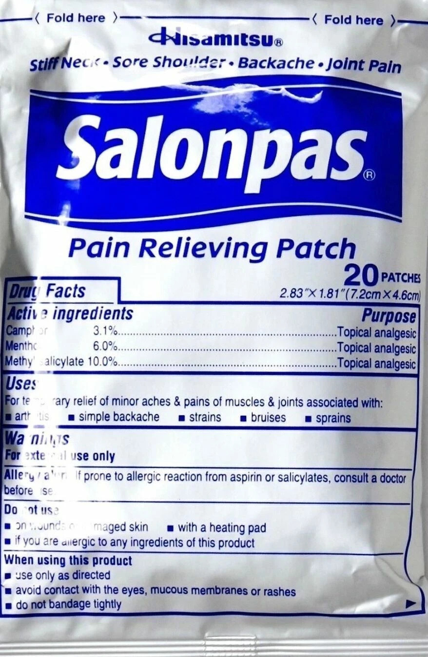 Salonpas Pain Relieving Patch 2.83″ x 1.81″ Lot of 40 Patches Exp 10/2027