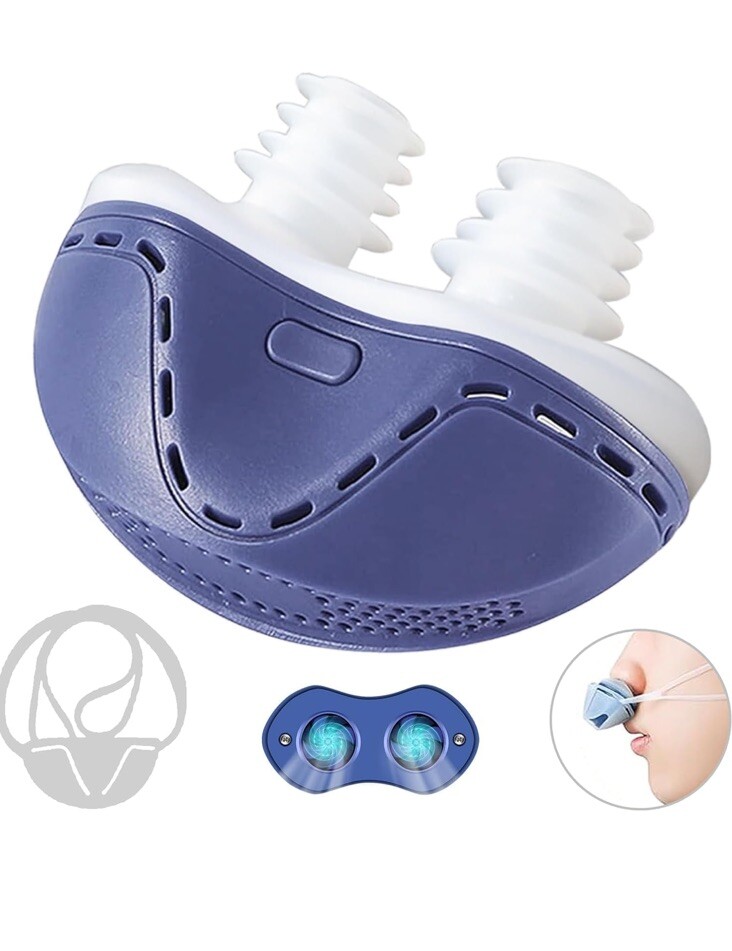 ABS Electric Stop Snoring Device Depth Sleep Anti Snore Silicone Correction Blue