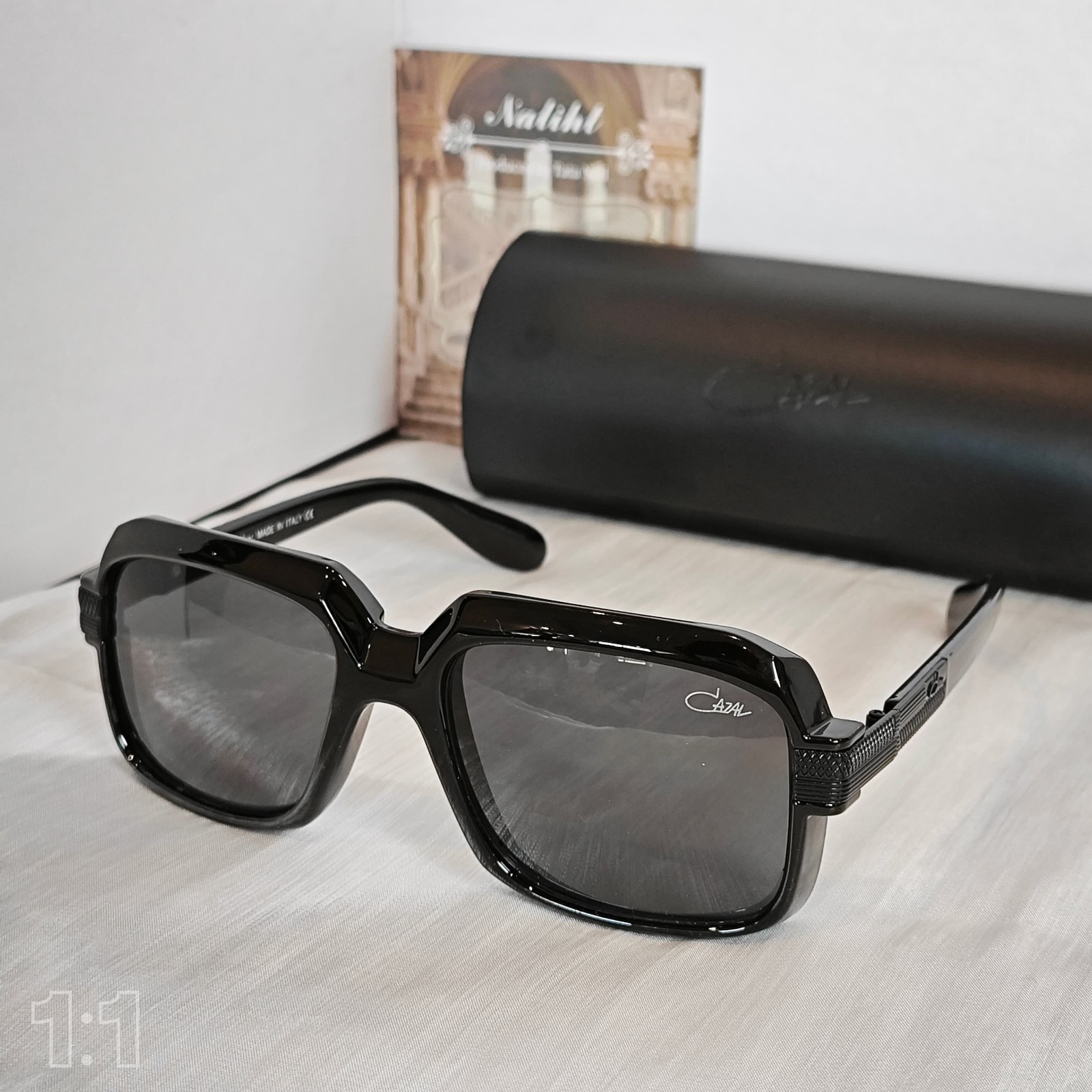 Cazal Sunglasses All Black Frame Glasses Black Lens Unisex Hiphop + Case