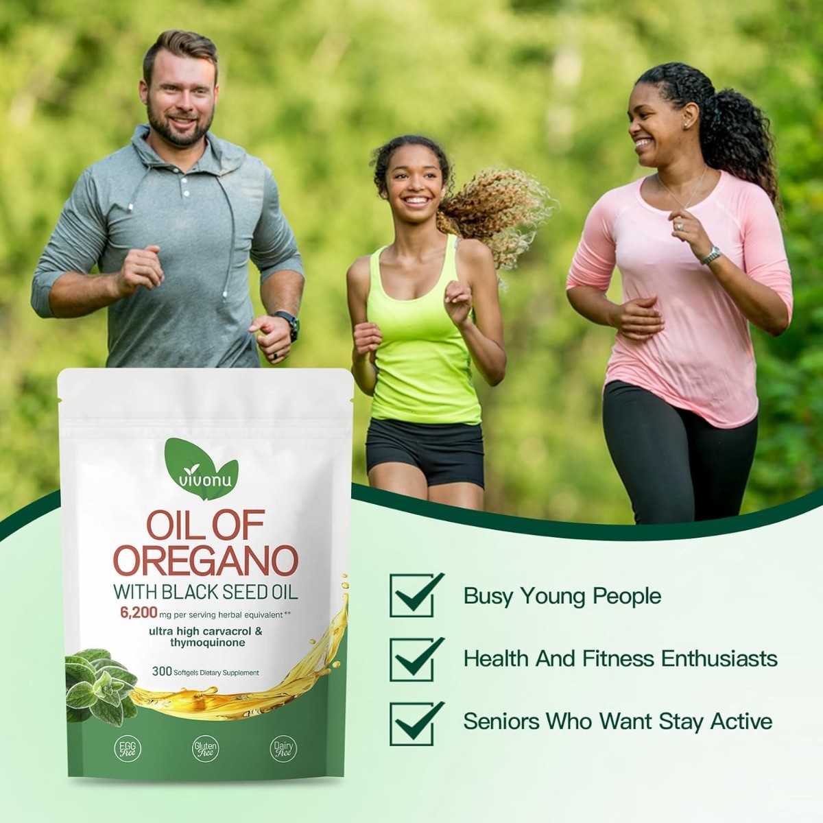 VivoNu Oil of Oregano & Black Seed Oil – Organic Softgels, Carvacrol,Non-GMO