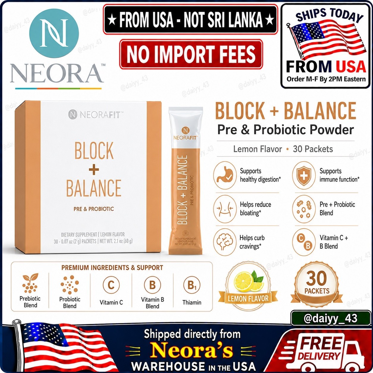 NeoraFit™ Block + Balance Pre & Probiotic Powder – Weight Loss Supplements -NEW!