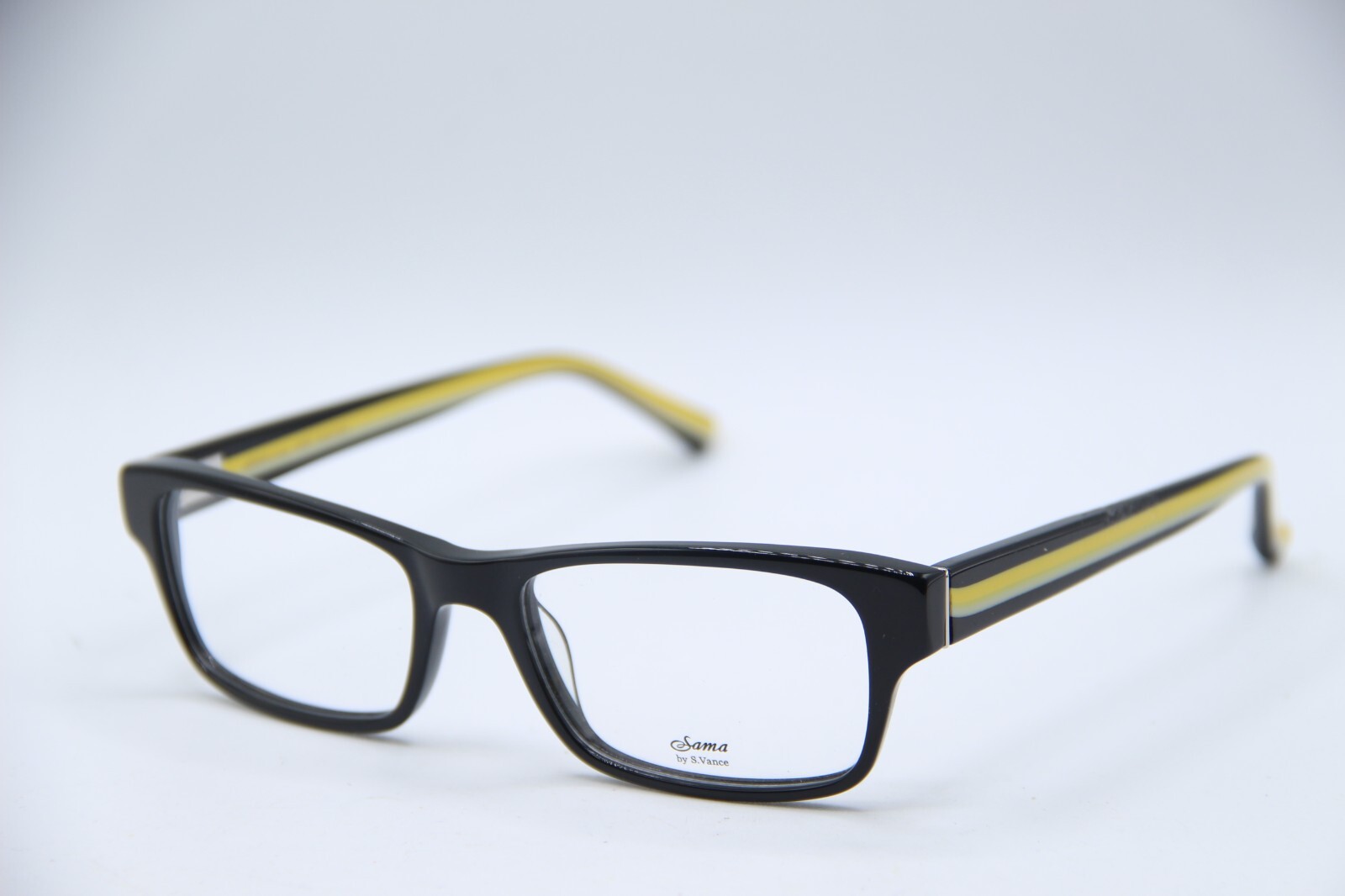 NEW SAMA BY S. VANCE AND? BLK YLW BLACK YELLOW AUTHENTIC FRAMES EYEGLASSES 53-18