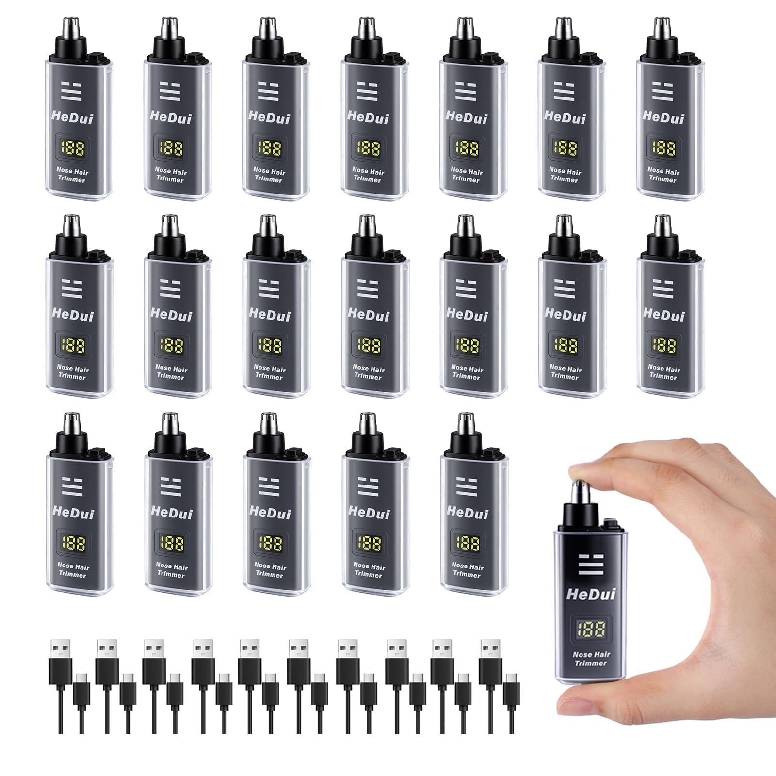 20 Pack USB Rechargeable Nose Hair Trimmer for Men & Women, Dual Edge, Easy Clea