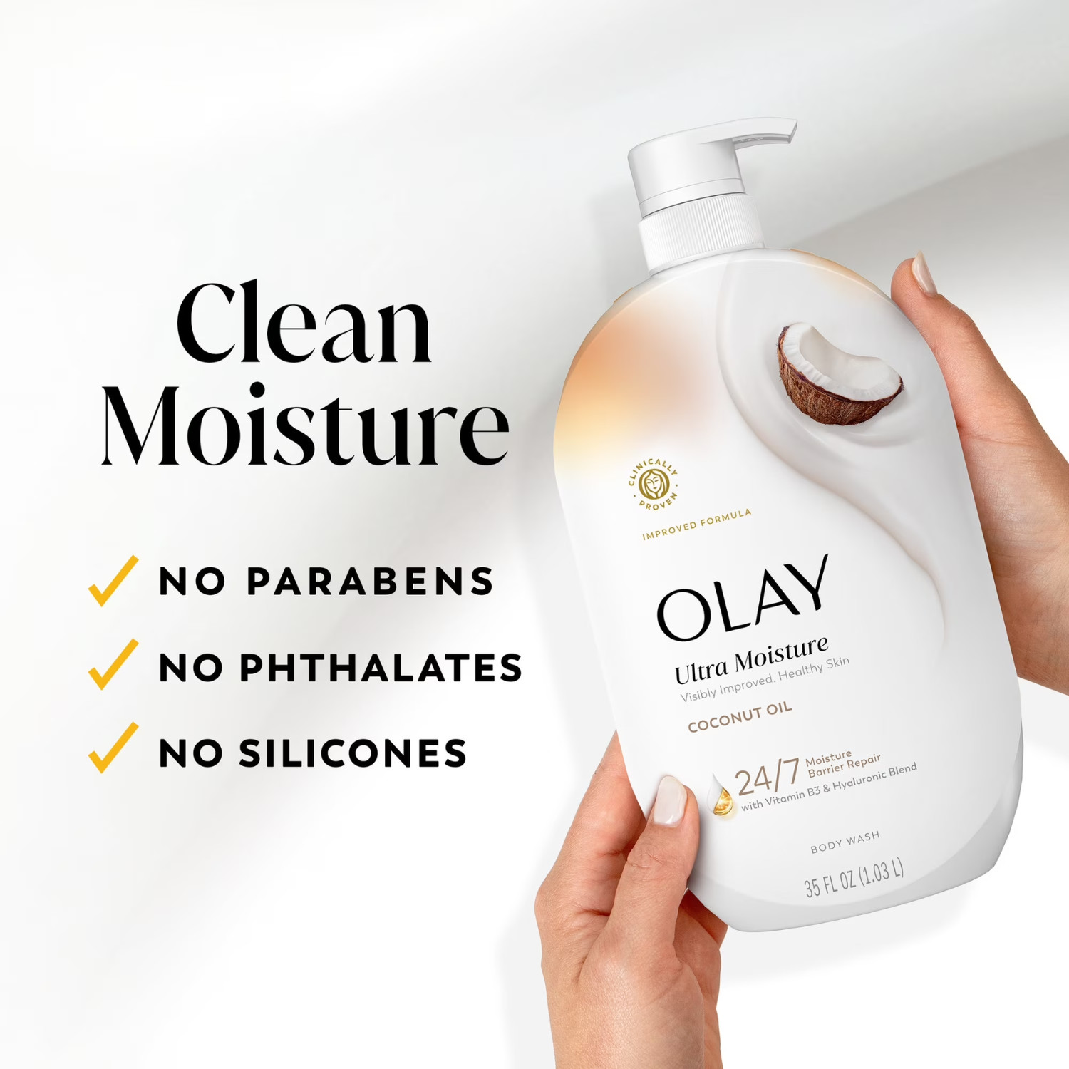 Olay Ultra Moisture Body Wash 35oz Coconut Oil Vitamin B3 Hyaluronic